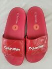 WOMENS CALVIN KLEIN RED QUILTED STYLE SLIDES 7