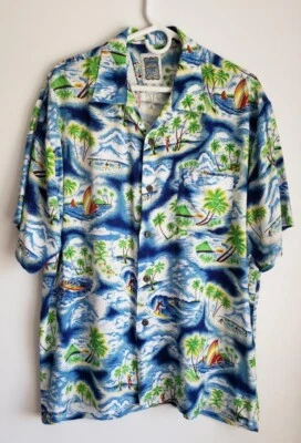 1Hawaiian Novelty Print XL Shirt Ocean Tropical Size Palms - Image 1 of 4