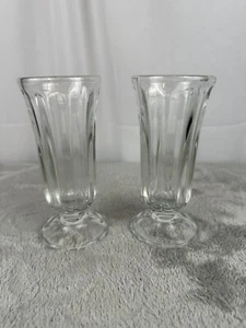 Vintage CLEAR GLASS FOOTED Set of 2 ICE CREAM / SODA / PARFAIT / SUNDAE GLASSES - Picture 1 of 8