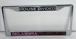 Oklahoma Oklahoma State House Divided License Plate Frame Metal Chrome NEW - Picture 1 of 2