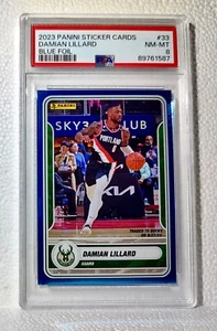 Damian Lillard 2023-24 Panini NBA #33 Blue Foil Card #120 / 200 PSA 8 NM-MT - Picture 1 of 2