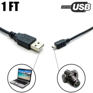 1Ft USB 2.0 Type A Male to Mini USB 2.0 Type B 5Pin Male M/M Cable Black - Picture 1 of 4