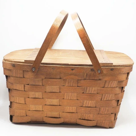 Vintage 1940/1950’s Wov-N-Wood by Jerywil Picnic Basket Cover