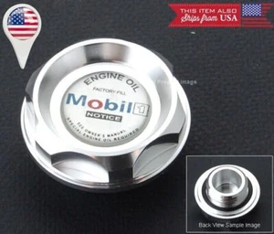 Cubierta de tapa de llenado de aceite de motor con tornillo plateado M37 x3.0 con emblema Silver Mobil 1 - Imagen 1 de 1