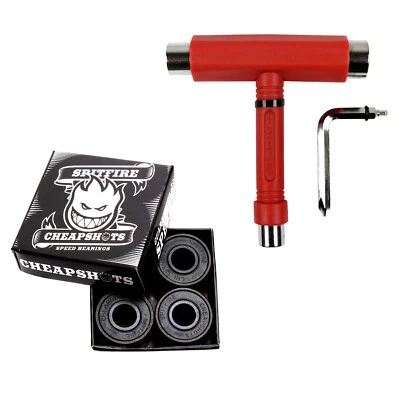 Krown Skateboard Tool Red With Spitfire Cheapshots Bearings