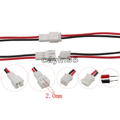 20CM JST PH 2.0 2.0mm Pitch 2 Pin Male Female Cable Connector Micro NEW - Image 1 of 4