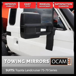 OCAM Extendable Towing Mirrors For Toyota Landcruiser 70 75 76 78 79 Series, Man - Picture 1 of 12