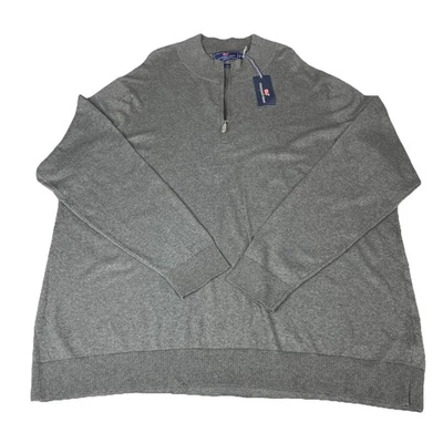 Vineyard Vines Sweater Men’s Sz 3XT 1/4 Zip Long Sleeve Cashmere Blend Gray - Image 1 of 4