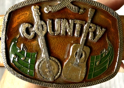 Guitarra Banjo de Metal Indiana Cinturón de Avestruz Hebilla y Nocona COUNTRY De Colección 38 Foto 1 de 4