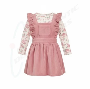 2pc Young Hearts Toddler Mauve Pink Corduroy Dress, Long Sleeve Floral Bodysuit - Picture 1 of 3