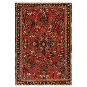 Alfombra persa anudada a mano Sarough 147x101 cm Orient Wolle Carpet Rug roja - Imagen 1 de 13