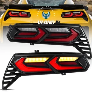 For 2014-19 Corvette C7 Sequential Signal C8 Style LED Red Lens Rear Tail Lights - Picture 1 of 13