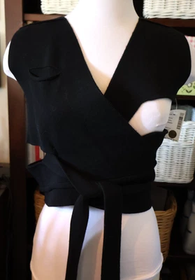 Blusa feminina Rick Owens Mainline recortada nova sem etiquetas malha recortada envoltório nova em folha média - Imagem 1 de 4