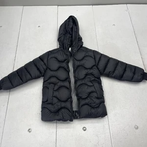 Solid Black Fleece Lined Full Zip Hooded Puffer Jacket Youth Kids Size XXL New - Picture 1 of 8