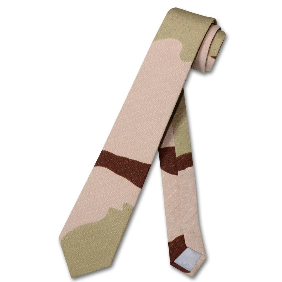 Corbata para hombre COVONA beige camuflaje militar ajustada 2,5" Foto 1 de 2
