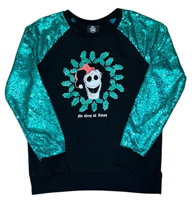 Camiseta Nightmare Before Christmas manga longa feminina lantejoulas tamanho médio - Imagem 1 de 4