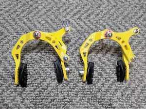 Ladder Bar Caliper Brake set Front/Rear Yellow Old School Bmx - Picture 1 of 2