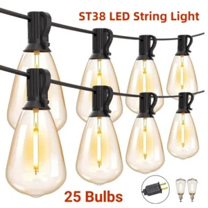 Cadena de luces LED para exteriores de 50 pies con 25 luces comerciales irrompibles para patio Edison - Imagen 1 de 15