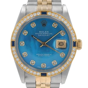 OROLOGIO ROLEX UOMO DATEJUST TWOTONE QUADRANTE BLU MADREPERLA DIAMANTE-ZAFFIRO - Foto 1 di 22