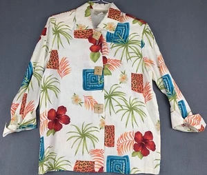 Painted Pony Jacket Sz S 100% Linen Tropical Floral Print Linen Shacket VTG EUC - Picture 1 of 8