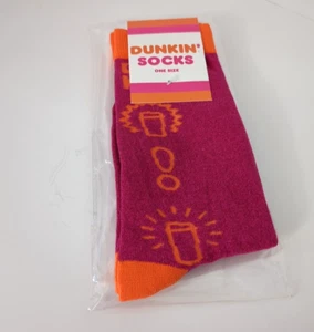 Dunkin Donuts Pink & Orange Socks 2019 Special Edition Adult One Size New Logo - Picture 1 of 4