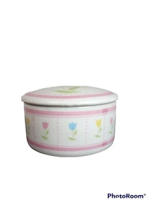 Contenedor de velas para baratija de cerámica con estampado floral F.T.D.A. Diseño de tulipán - Imagen 1 de 4