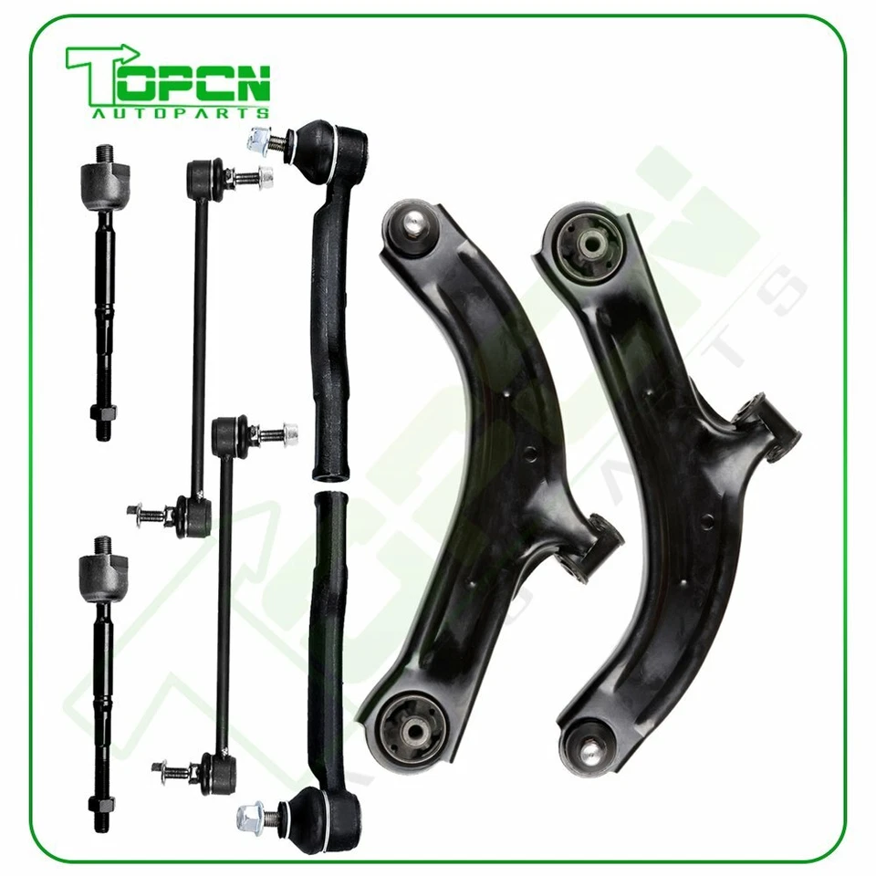 8x Front Suspension Kit Control Arms Tie Rods For 2007-2013 Nissan Cube & Versa Foto 1 de 4