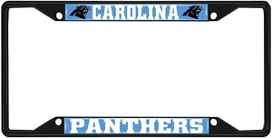 Carolina Panthers Black Metal License Plate Frame Tag Cover, 6x12 Inch - Picture 1 of 3