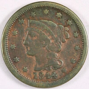 Centavo grande cabello trenzado 1844 en muy buen estado - Imagen 1 de 2