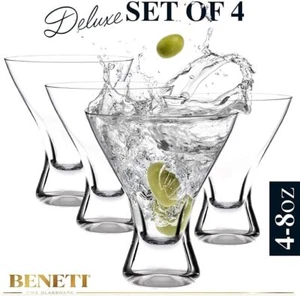 Craft Cocktail Set of 4 Stemless Martini Glasses - Picture 1 of 3