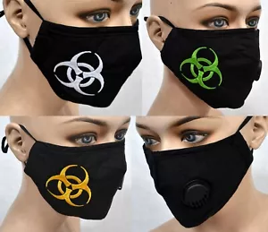 Cyber Punk bestickte Gesichtsmaske waschbar atmungsaktiv Nasendraht Bio Hazard Goth - Bild 1 von 5