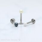 PEARL BALL SILVER SURGICAL STEEL LABRET TRAGUS MONROE EARRING CARTILAGE STUD