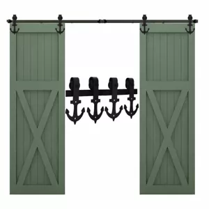4-20FT Sliding Barn Door Hardware Kit Track Roller Closet Rail Accessory Double - Picture 1 of 17
