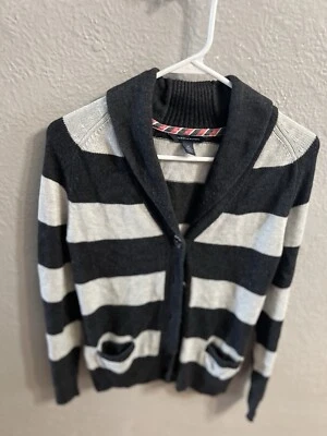 Tommy Hilfiger Mujer Botón Frontal Rayas Gris y Gris Carbón Talla Pequeña Foto 1 de 4