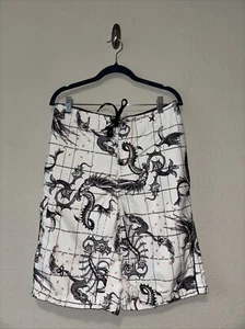 Hurley Men’s Board Shorts swim shorts Sz 30 Dragon print VTG Y2K Cyber Punk - Imagen 1 de 9