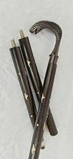 VINTAGE BLACK ANTIQUE 38'' KING COBRA GIFT PACK BRASS WOODEN WALKING STICK CANE