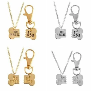 Combo Huesos BFF Best Friend Forever Perro Hueso Etiqueta Colgantes Collar Cadena - Imagen 1 de 15