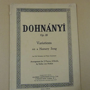 Klavier duett DOHNANYI op. 25 Variationen über ein Kinderlied, 2 Klavier 4 hd, von Hodula - Bild 1 von 2