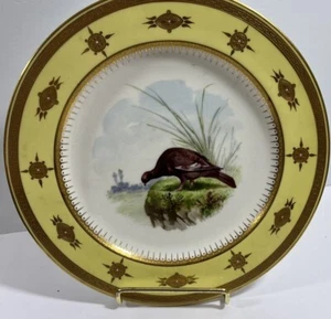 Vintage Minton Red Grouse Hand Painted Gold Rimmed 9” Luncheon Plate - Picture 1 of 10