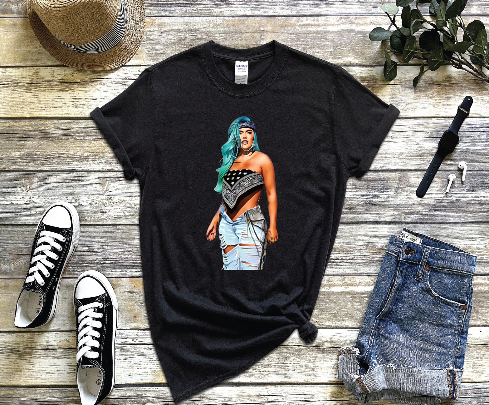 La Bichota ,Karol G, Bandana Design Reggeaton Black T-Shirt, Perfect Gift.  | eBay