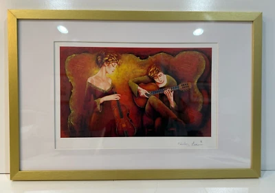 Charles Lee, Serigraph, "Guitar Serenade", 12"x8", CoA, Framed & Matted - Image 1 of 4