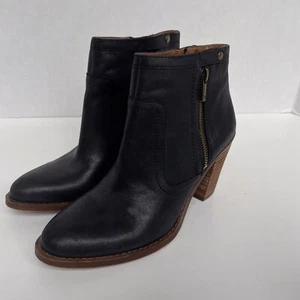 Lucky Brand Eugina Damen-Lederstiefeletten 7,5 schwarz Reißverschluss Knopf Blockabsatz - Bild 1 von 14
