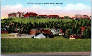 MONTANA SCUOLA DELLE MINIERE Butte, Montana MT c1943 lino - Cartolina postale - Foto 1 di 2