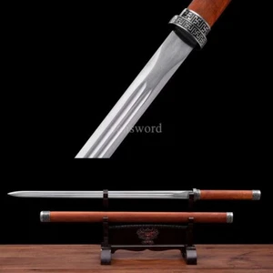 Hand Forged 1095 High Carbon Steel Real Chinese Jian剑 Sharp Red Wood Scabbard. - Picture 1 of 10