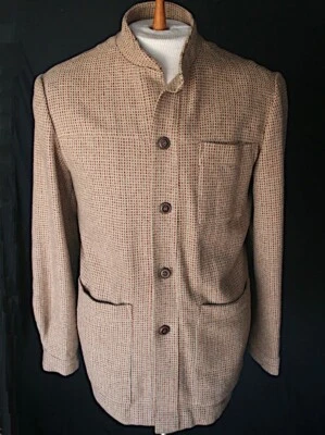 Abrigo deportivo vintage NINO CERRUTI para hombre tweed cuello mandarín años 70 S Foto 1 de 4