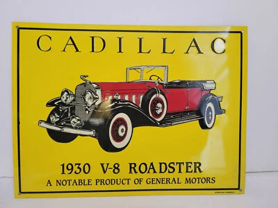 Reproduction Cadillac 1930 V-8 Roadster Metal Sign 8.75x11.75 - Image 1 of 4