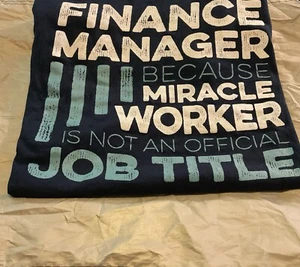 Gildan mens T-shirt Mediun Used Finance Manager - Picture 1 of 3