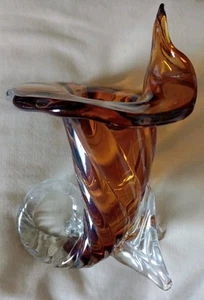 1950s Murano Amber Glass Cornucopia - Picture 1 of 10