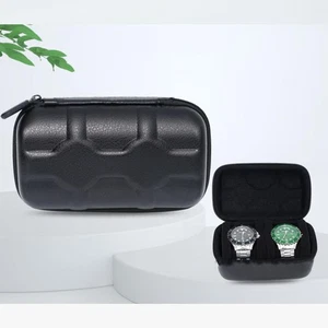 Caja de reloj de cuero PU con 2 ranuras organizadora caja de colección de joyas estuche portátil - Imagen 1 de 5