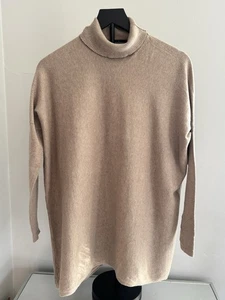 MODA INTERNATIONAL Beige Cashmere Blend Turtleneck Sweater Women Sz Small - Picture 1 of 6